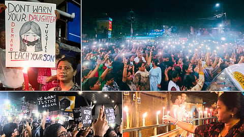 Glimpses of midnight march held across Kolkata on August 15, 2024